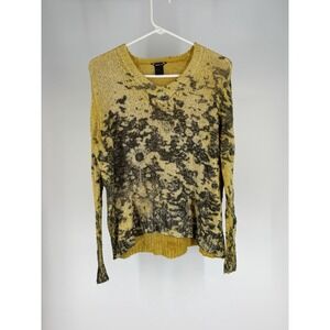 Avant Toi Sweater Women's S Yellow Abstract Distressed Italian Knit Pullover
